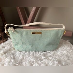 Gucci Teal Clutch with Cream Accents